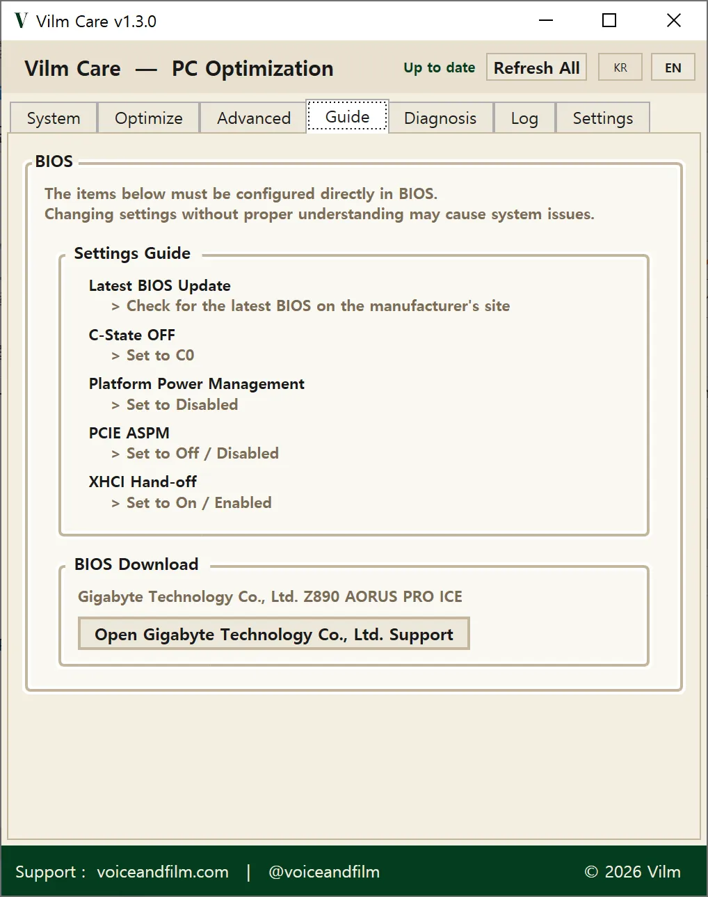 Guide tab