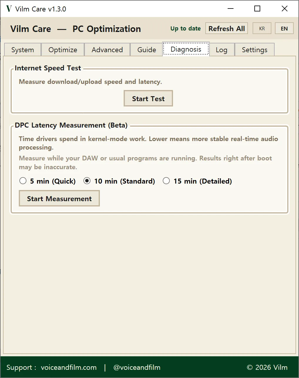 Diagnostics tab