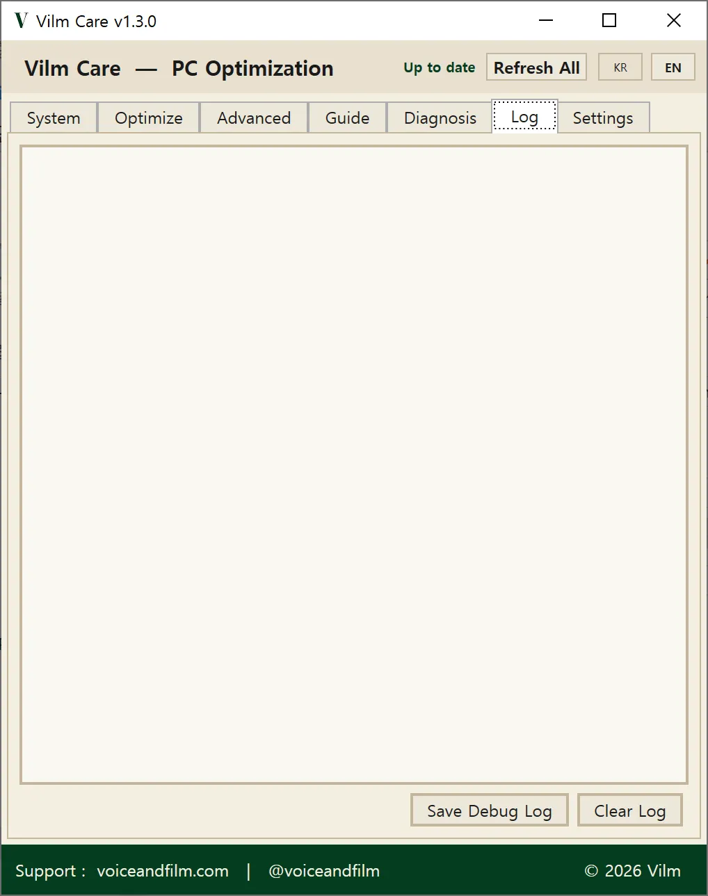 Log tab